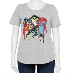 Marvel T-shirt 3X Women’s Superhero Gray Short Sleeve Top